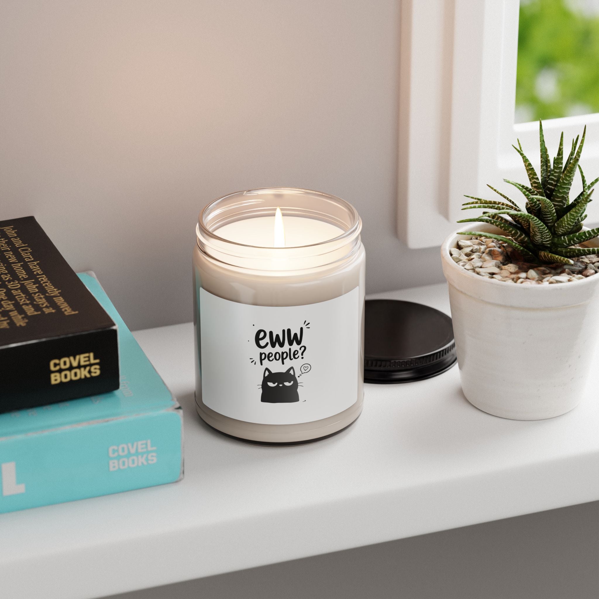 Scented Soy Candle — "Eww People?" Funny Cat Jar Candle, 9oz