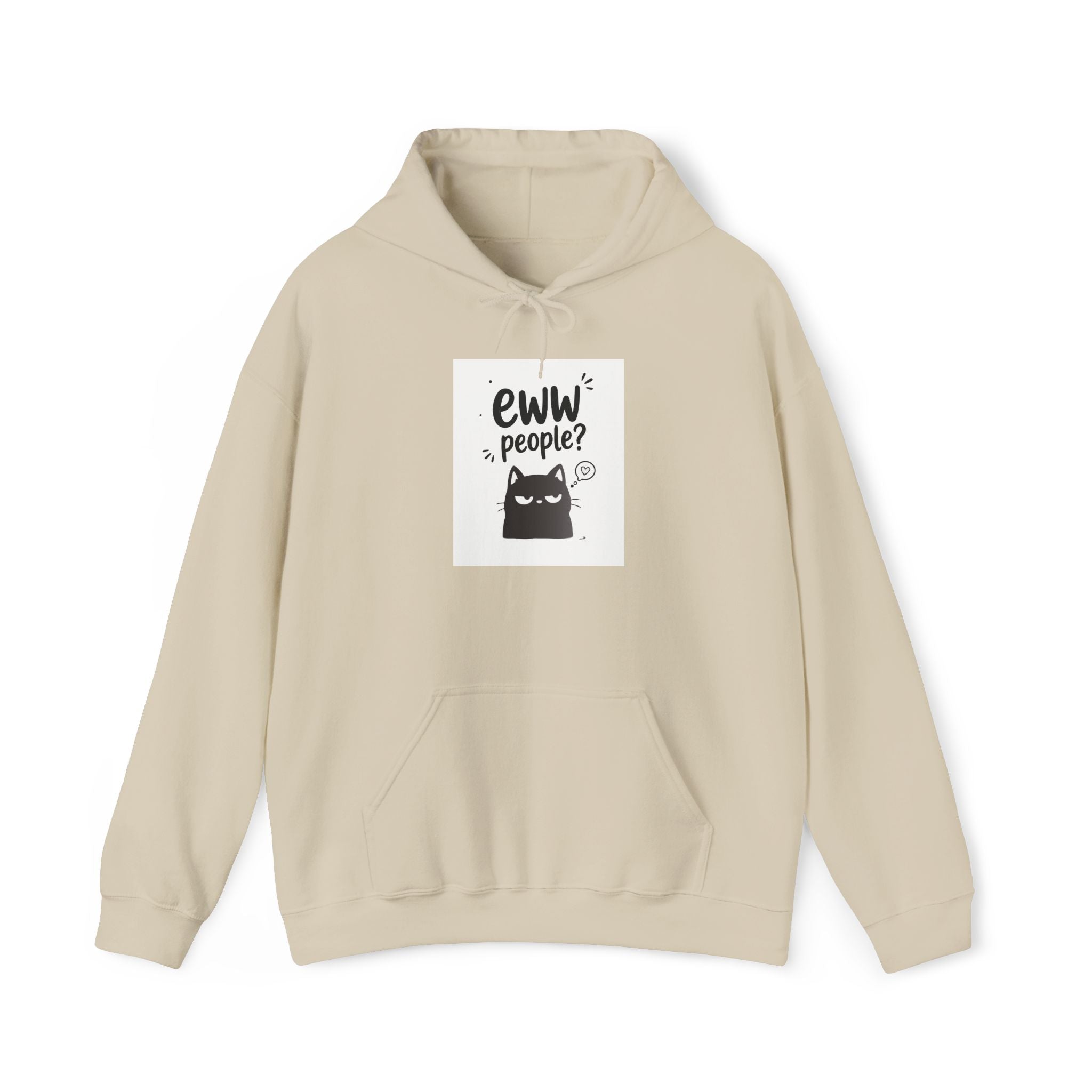 Hoodie — "Eww People?" Introvert Cat Graphic Hooded Sweatshirt