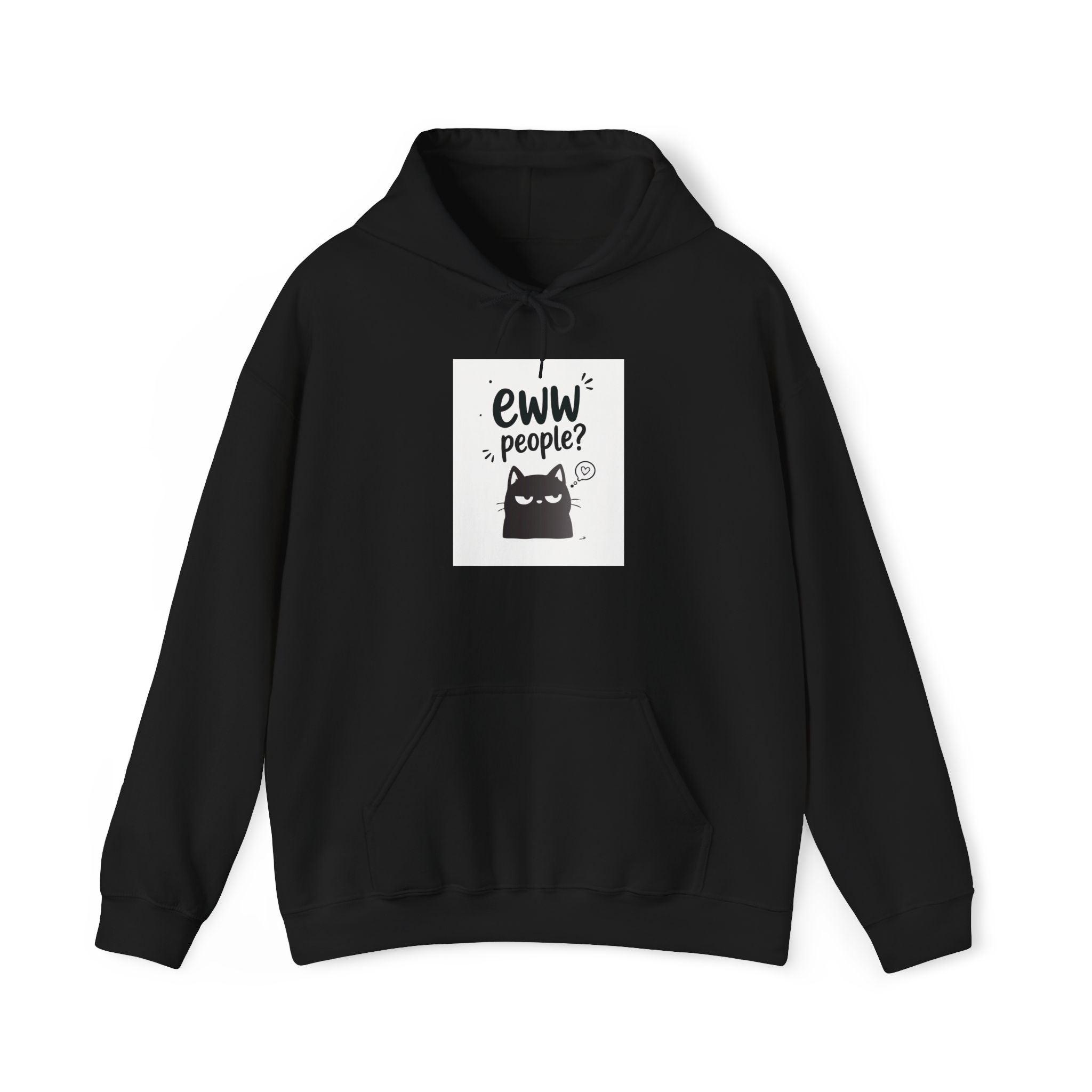 Hoodie — "Eww People?" Introvert Cat Graphic Hooded Sweatshirt