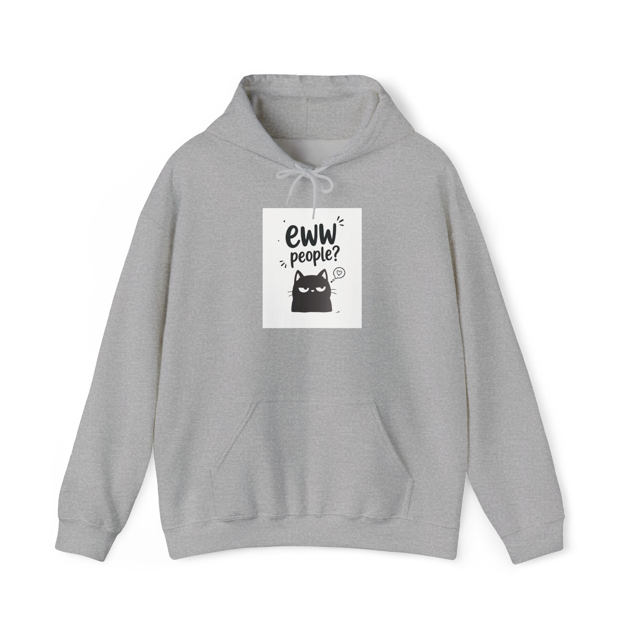Hoodie — "Eww People?" Introvert Cat Graphic Hooded Sweatshirt