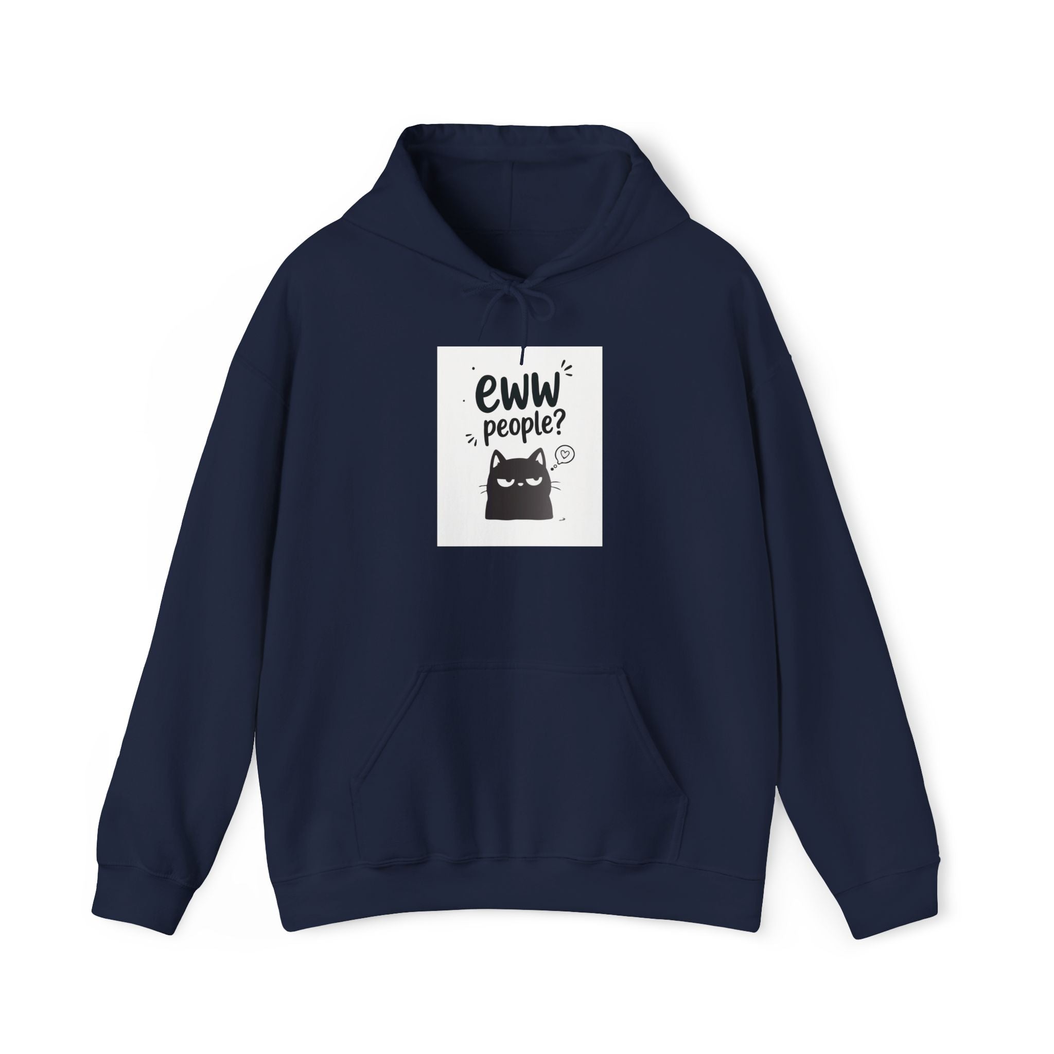 Hoodie — "Eww People?" Introvert Cat Graphic Hooded Sweatshirt