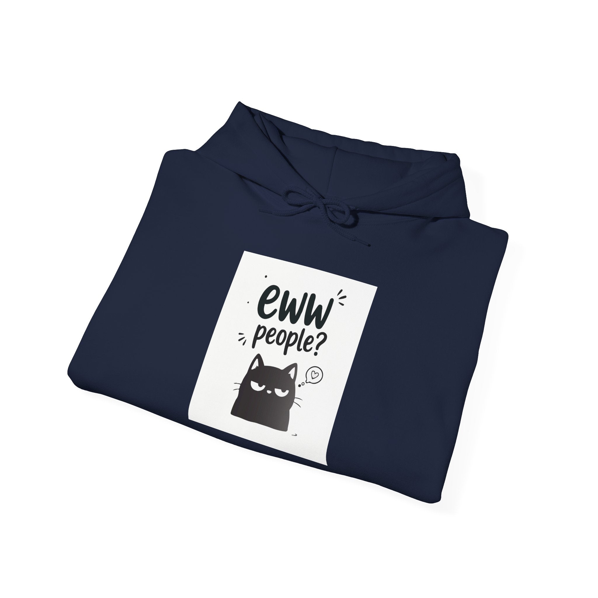 Hoodie — "Eww People?" Introvert Cat Graphic Hooded Sweatshirt