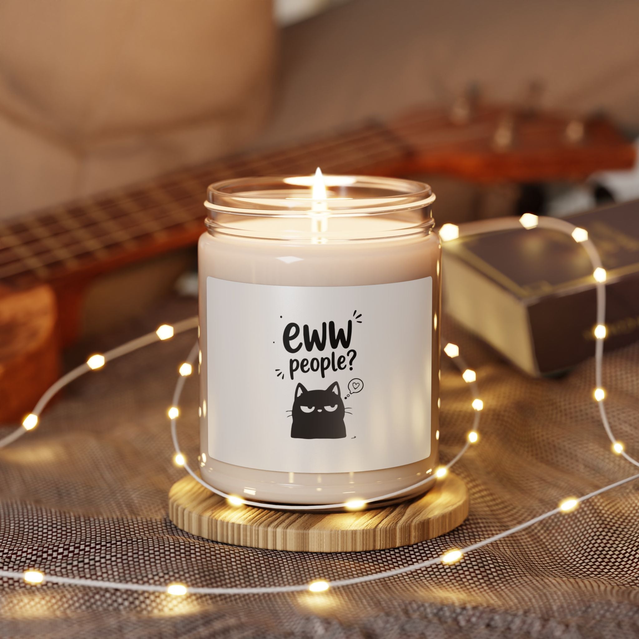 Scented Soy Candle — "Eww People?" Funny Cat Jar Candle, 9oz