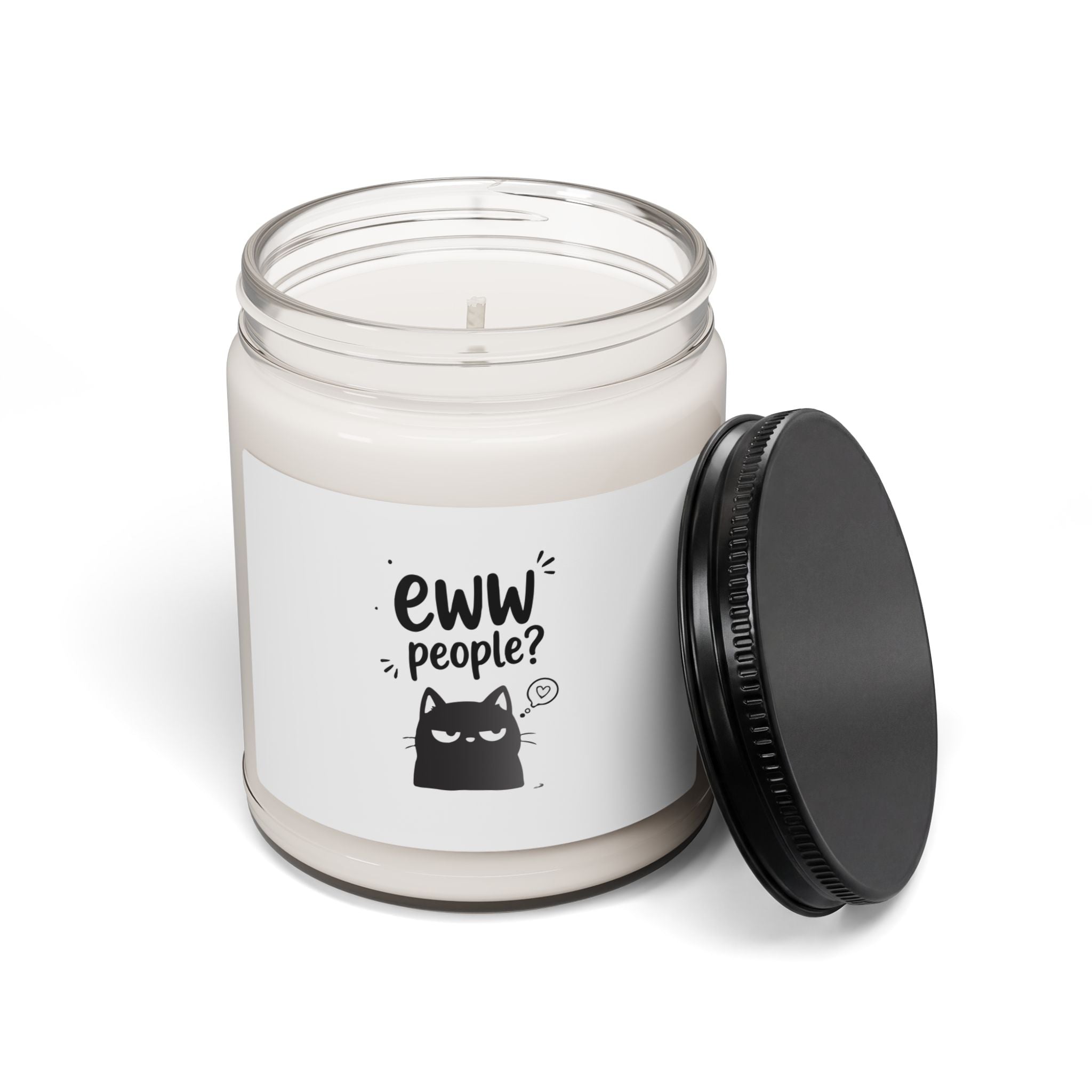 Scented Soy Candle — "Eww People?" Funny Cat Jar Candle, 9oz